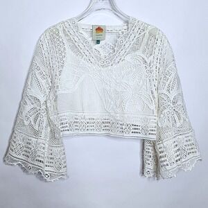 Listing for @susieq557 FARM Rio Off White Guipure Crop Top Blouse Sz. XS